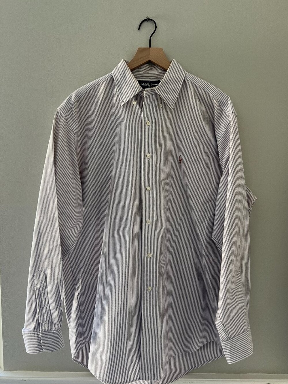 Ralph Lauren 100% Blake Cotton Lavender & White Striped Button Down